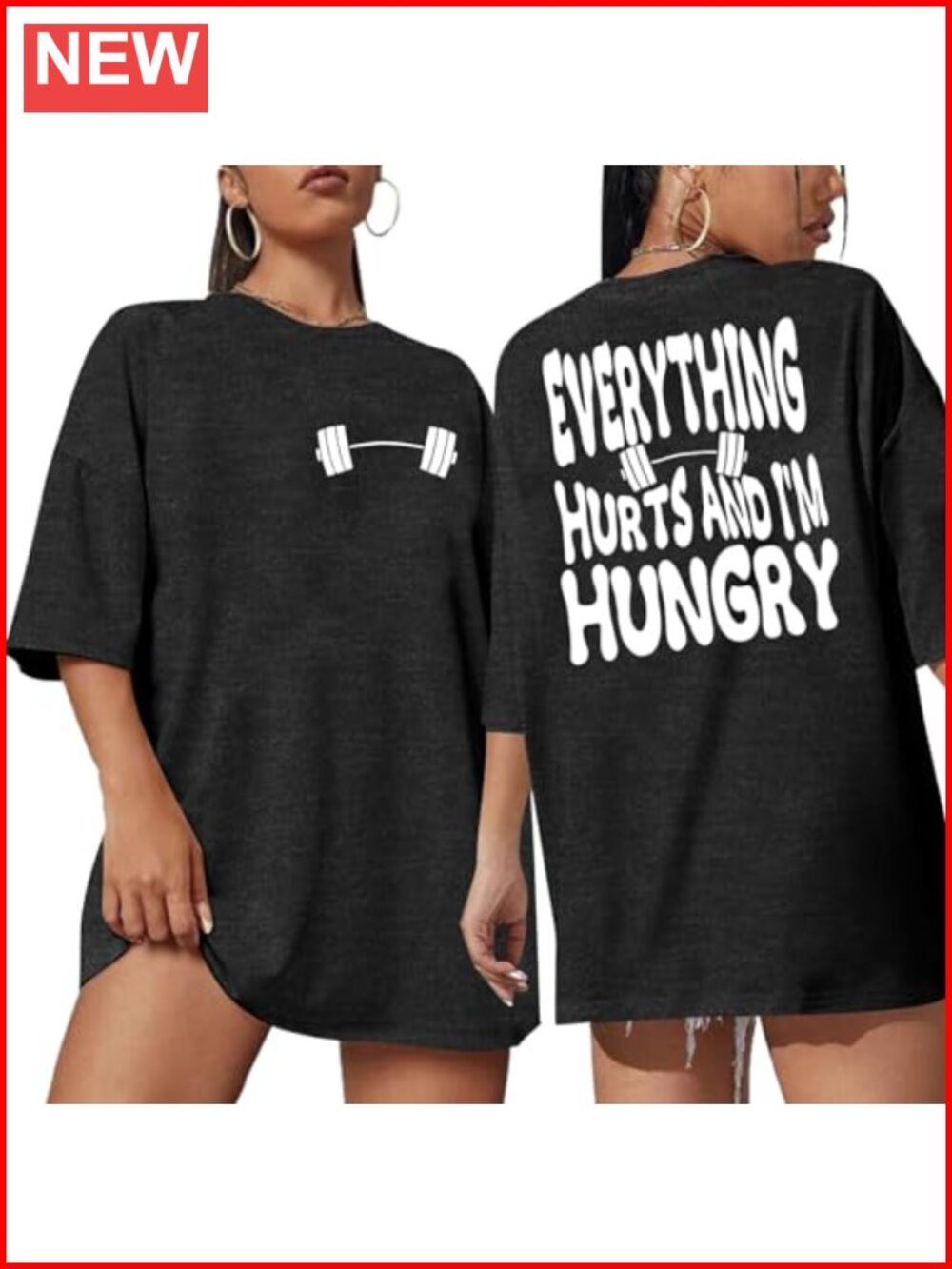 Funny Oversized Weightlifting Gym Graphic Tee for Women